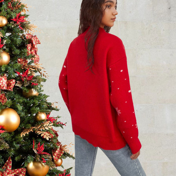 Knitted base top Christmas deer pullover sweater for women