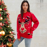 Knitted base top Christmas deer pullover sweater for women