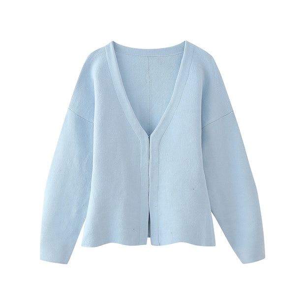 Loose sleeved knitted jacket mini skirt