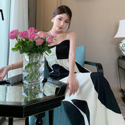 sexy backless strapless midi long dresses for women polka dots elegant party night club dress vestidos mujer