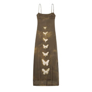 Designer Fashion Butterfly Women Summer Sexy Bodycon Fitness Slim Midi Long Club Night Dresses