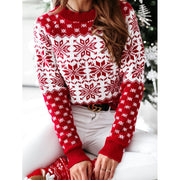 Knitted sweater women's Christmas snowflake long sleeved knitted sweater