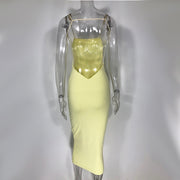 Garden 2 Layers Bodycon Dress Women Long Summer Dress Midi Party Dress Sexy Backless Dresses Woman Party Night Vestidos