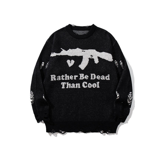 Export New Letter Jacquard Round Neck Knit Sweater Couple Lazy Style Loose Pullover Long Sleeve Sweater