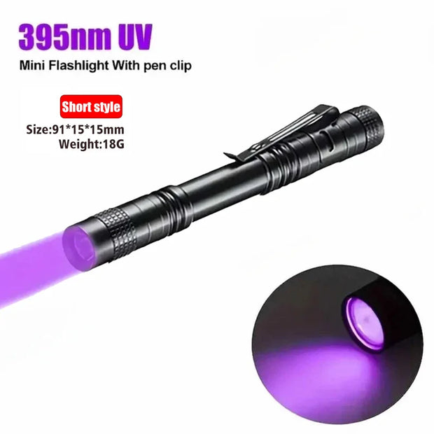 Ultraviolet Torch With Pen Clip Portable AAA Batteries
