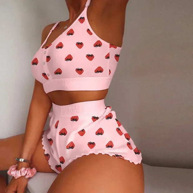 Women Sleepwear Lips Butterfly Print