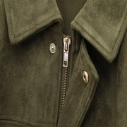 PB&ZA 2025 Women Faux Suede Collared Jacket with Shoulder Straps Loose Fit Stylish
