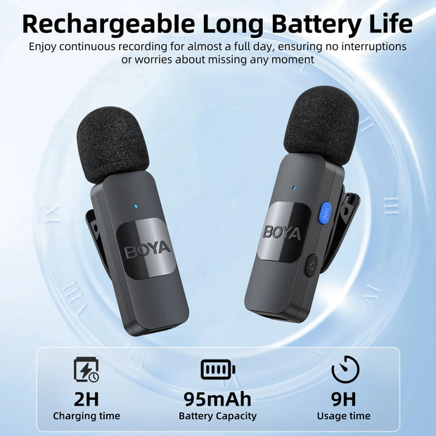 Professional Wireless Lavalier Mini Microphone for iPhone iPad Android Live Broadcast Gaming Recording Interview Vlog