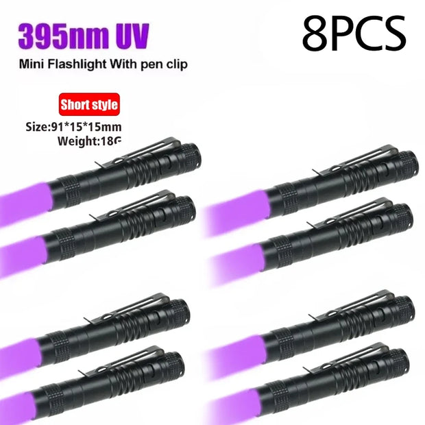 Ultraviolet Torch With Pen Clip Portable AAA Batteries