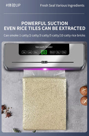 Electric Vacuum Sealer Dry/Wet Food Sealed Packaging Kitchen Food Storage Seal Built-in Cutter Knife