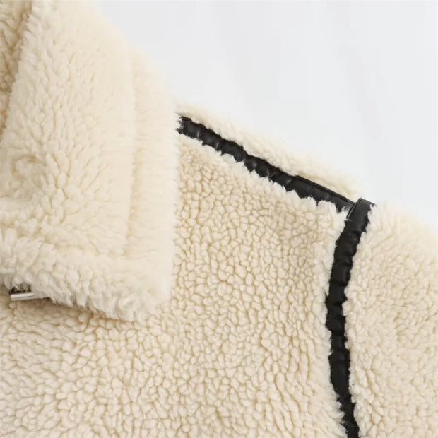 RARF Autumn New Women's European and American Style Artificial Fur Effect Motorcycle Jacket Coat with Fur Integration