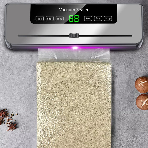 Electric Vacuum Sealer Dry/Wet Food Sealed Packaging Kitchen Food Storage Seal Built-in Cutter Knife
