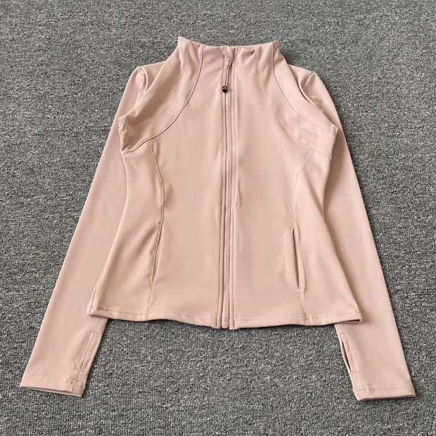 Yoga Stand Up Collar Fitness Jacket For Women Slim-Fit