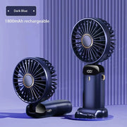 Handheld Mini Fan Foldable Portable Neck Hanging Fans 5 Speed USB Rechargeable Fan with Phone Stand and Display Screen 1800mAh