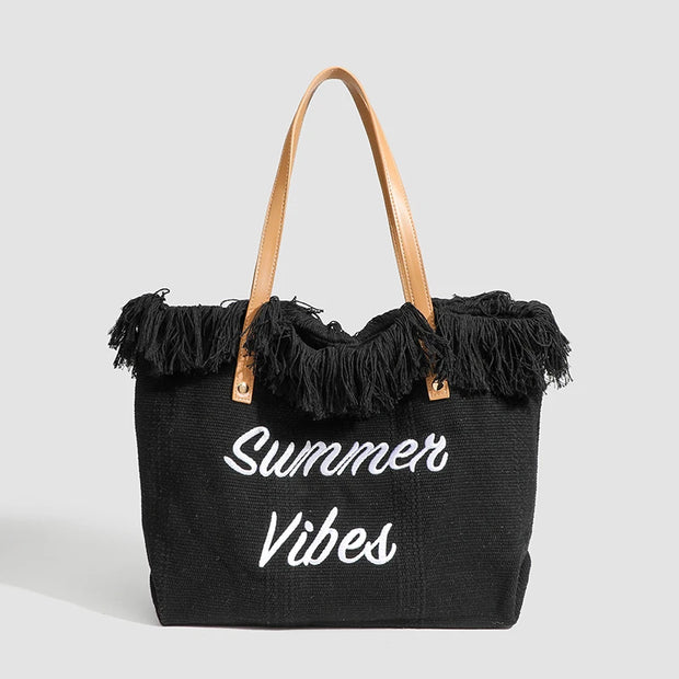 Bohemian Style Casual Beach Bag Tassel Woven Women Shoulder Bag Summer Handbag Suitable for Vacation Commuting Daily