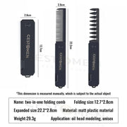 New 2 in 1 Pocket Folding Combs Plastic Wide Tooth Oil Head Comb Beard Combing Barber Hair Clipper Comb Salon Hair Styling Tools