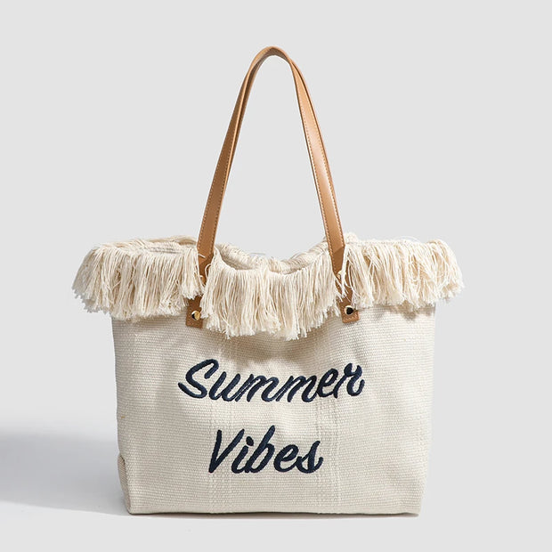 Bohemian Style Casual Beach Bag Tassel Woven Women Shoulder Bag Summer Handbag Suitable for Vacation Commuting Daily