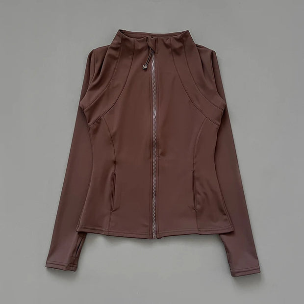 Yoga Stand Up Collar Fitness Jacket For Women Slim-Fit