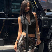Women's Tank Summer New Sexy Sleeveless Low Chest  Top Streetwear Fashion Bandage Casual Slim Female Club Party Versatile Tank