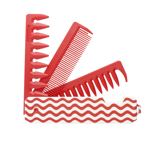 New 2 in 1 Pocket Folding Combs Plastic Wide Tooth Oil Head Comb Beard Combing Barber Hair Clipper Comb Salon Hair Styling Tools