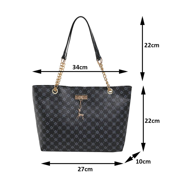 New Handbag Texture Soft Leather Large Capacity Tote Women Bag With Hanging Accessories Shoulder Bag