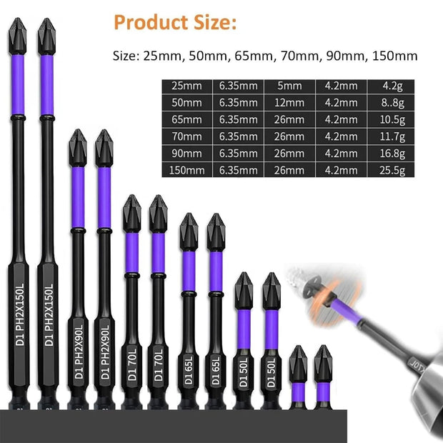 6/12 Pieces Magnetic Screwdriver Bits Non-slip Shockproof
