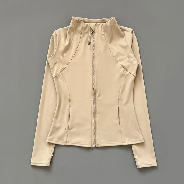 Yoga Stand Up Collar Fitness Jacket For Women Slim-Fit