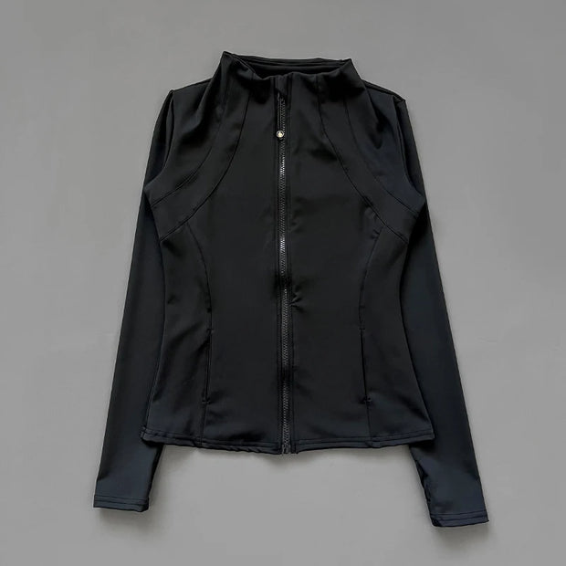 Yoga Stand Up Collar Fitness Jacket For Women Slim-Fit