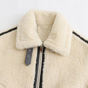 RARF Autumn New Women's European and American Style Artificial Fur Effect Motorcycle Jacket Coat with Fur Integration