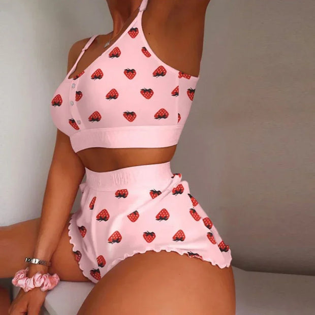 Women Sleepwear Lips Butterfly Print