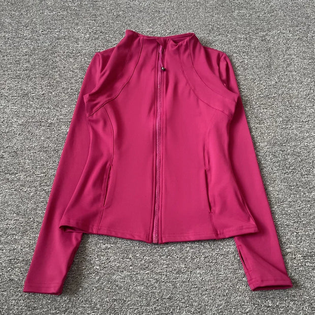 Yoga Stand Up Collar Fitness Jacket For Women Slim-Fit
