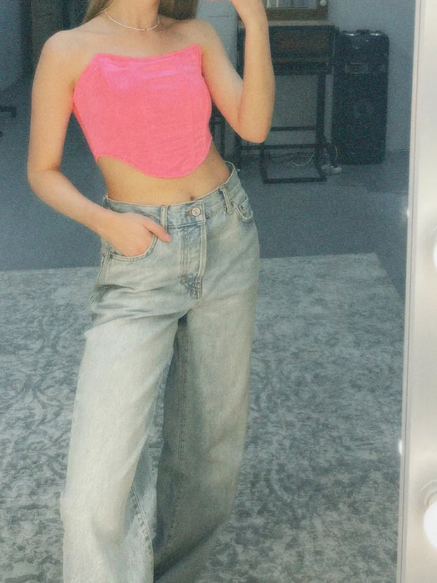 Sleeveless Off Shoulder Fashion Sexy Corset Crop Tops Vest