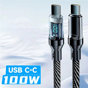 120W Type C to Type C Cable Phone Super Fast Charging Cable With LED Display USB To Type-C Data Cord For huawei oppo vivo