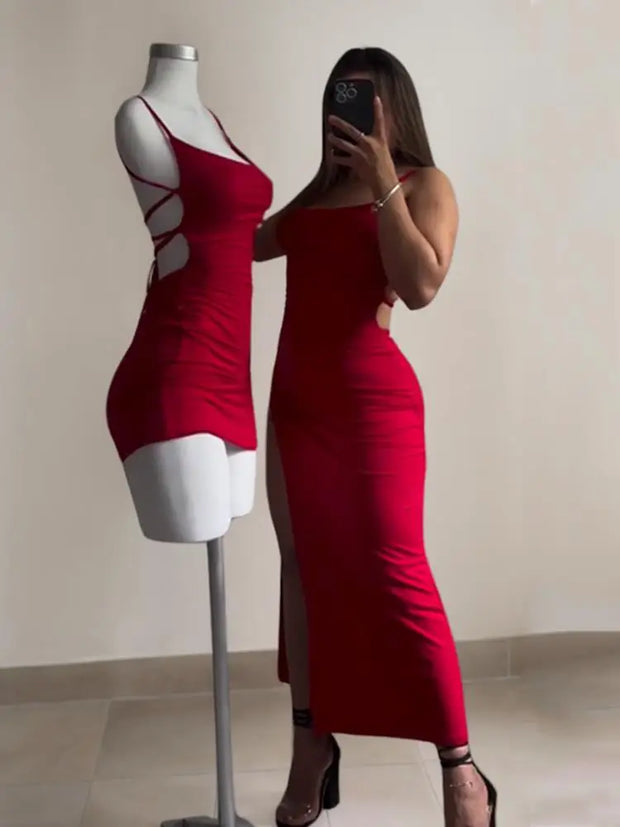 Halter strap Spice Girl bag hip dress