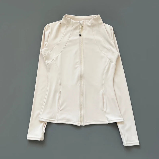 Yoga Stand Up Collar Fitness Jacket For Women Slim-Fit
