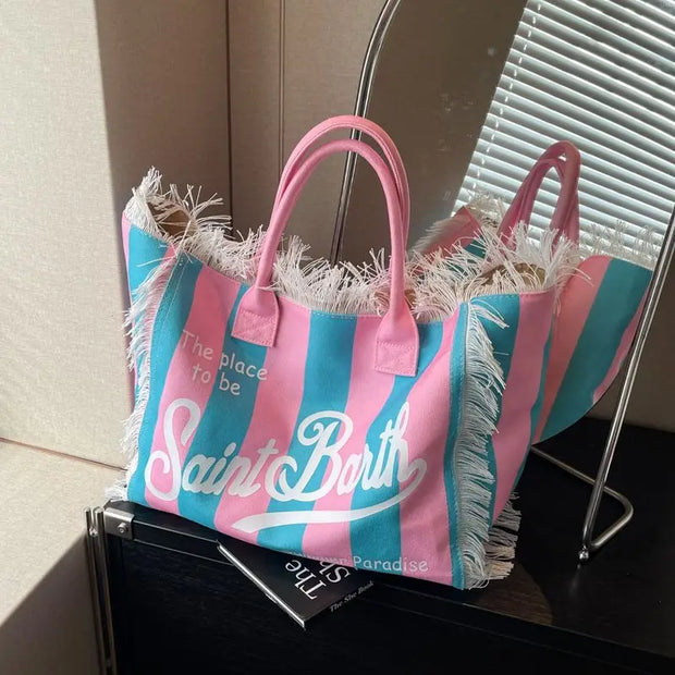 Mc2 Saint Barth Color-blocking Large-capacity Tote Bag New Fashionable and Casual Single-shoulder Bag for Women