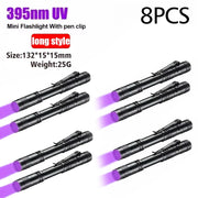 Ultraviolet Torch With Pen Clip Portable AAA Batteries