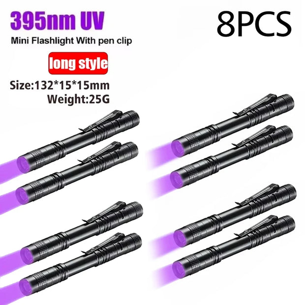 Ultraviolet Torch With Pen Clip Portable AAA Batteries