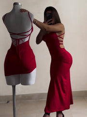 Halter strap Spice Girl bag hip dress