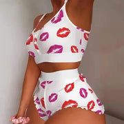 Women Sleepwear Lips Butterfly Print