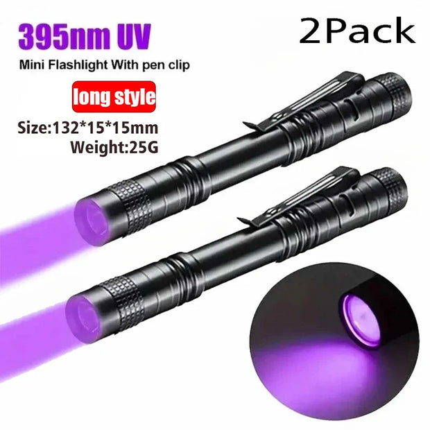 Ultraviolet Torch With Pen Clip Portable AAA Batteries