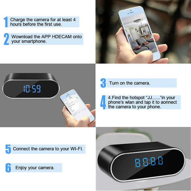 Large Display Mirror Clock Alarm Clock USB