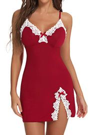 Sexy Sleepwear Women Lace Silk Satin
