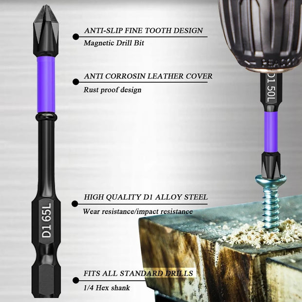 6/12 Pieces Magnetic Screwdriver Bits Non-slip Shockproof