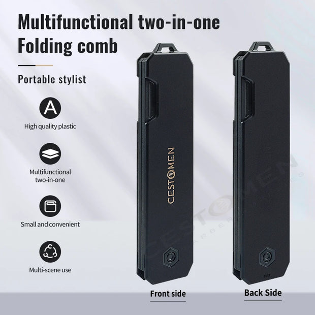 New 2 in 1 Pocket Folding Combs Plastic Wide Tooth Oil Head Comb Beard Combing Barber Hair Clipper Comb Salon Hair Styling Tools