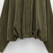 PB&ZA 2025 Women Faux Suede Collared Jacket with Shoulder Straps Loose Fit Stylish