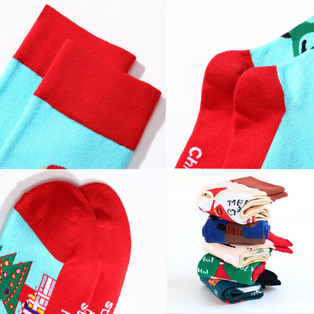 Santa Claus Snowman Elk Socks Festive