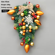 Christmas Decoration Upside Down Christmas Tree Horn Rattan Christmas Wreath