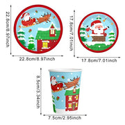Christmas Paper Plates And Cups Set Decorations For 10 Guests Santa Claus Elk Pattern Plates And Cups