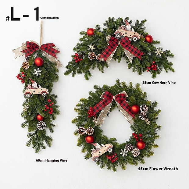 Christmas Decoration Upside Down Christmas Tree Horn Rattan Christmas Wreath